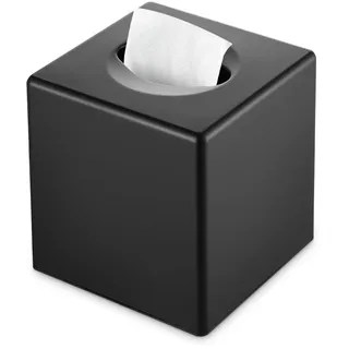 Y-in Hand Taschentuchbox-Abdeckung, quadratisch, für Badezimmer, Waschtisch, Arbeitsplatten, Kommoden, Nachttisch, Salons und Büros, Schwarz