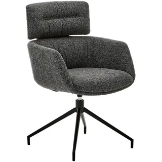 Dieter Knoll Armlehnstuhl , Schwarz, Dunkelgrau , Metall, Textil , Drehkreuz , 62x92x66 cm , Lederauswahl, Stoffauswahl, Sitzfläche 360° drehbar , Esszimmer, Stühle, Polsterstühle