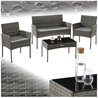 Tectake Rattan Gartenset Palese 4-tlg. Grau