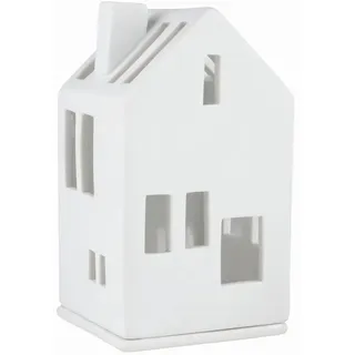 räder Teelichthalter Wohnhaus Porzellan Weiß
