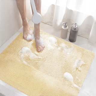 HITSLAM Duschmatte rutschfest, 60x60cm Badewannenmatte rutschfest mit Ablauf, Weiche PVC-Luffa Antirutschmatte Badewanne, Schnell Trocknende Badematte, Beige