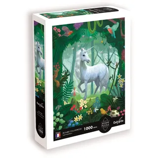 Calypto 3907152 Fantasiewald Einhorn, 1000 Teile Puzzle mit Soft-Touch, fantasievolles Motiv mit samtiger Oberfläche, für Erwachsene und Kinder ab 9 Jahren, Nachauflage