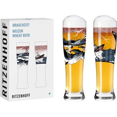 Bild Ritzenhoff 3481006 Weizenbierglas 500 ml – 2er Set – Serie Brauchzeit Set Nr. 6 – 2 Stück mit mehrfarbigem Digitaldruck