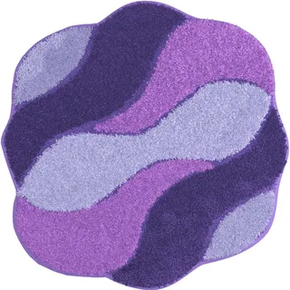 Grund Bidet-Vorleger , Flieder , Textil , Wellen , rund , Made in Europe, Oeko-Tex® Standard 100 , rutschfest , Heimtextilien, Badtextilien, Badematten