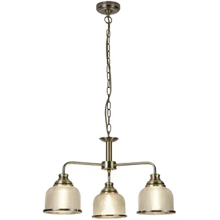 Bistrot Ii Zeitgenössischer Kronleuchter Stahl Messing Transparentes Glas 3 Lichter E27 - Gold