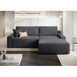 TRENDMANUFAKTUR Ecksofa »Challenge, Schlafsofa mit Bettkasten, Couch in L-Form, Breite 245 cm« Recamiere beidseitig montierbar, auch in trendigem Cordstoff, grau