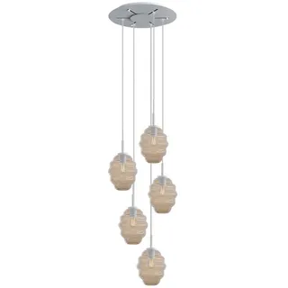 s.luce Galerieleuchte Echos 5-flammig Klar Ø 18cm , Klar, Weiß , Glas , Oval , E27 , 18x20x18 cm , Lampen & Leuchten, Innenbeleuchtung, Hängeleuchten, Pendelleuchten