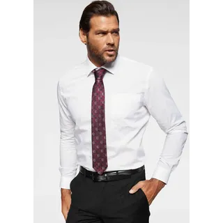 Langarmhemd MAN'S WORLD, Herren, Gr. 45/46 (XL), N-Gr, weiß (weiß, leicht transparent), Obermaterial: 55% Baumwolle, 45% Polyester, unifarben, Basic, normal, 1-Knopf-Manschette verstellbar, Hemden Langarmhemd, abgesteppte Knopfleiste, Topseller