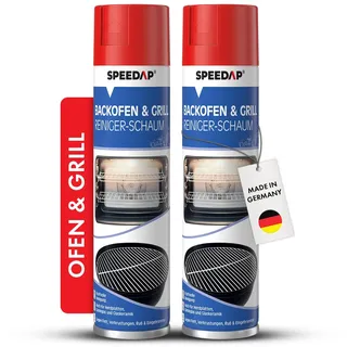 SPEEDAP Backofen- und Grillreiniger Schaum 500 ml 2er Set | kraftvoller Reiniger und Fettlöser für Backofen, Grill, Herdplatte und Kaminglas | löst selbst stark eingebrannten & rußigen Schmutz