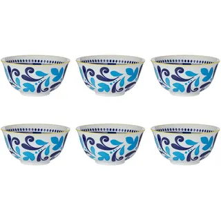 Butlers Schalen 6er-Set Ornaments 520 ml , Gelb , Keramik , 14x7x14 cm , Geschirr, Schalen & Schüsseln