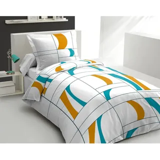 Home Linge Passion - ATTOLL Bettwäsche, weiß, 100% Baumwolle, Farben – Blau, Material – 100% Baumwolle, Größen – 140 x 200 cm