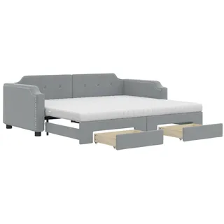 Tagesbett Ausziehbar mit Schubladen Hellgrau 80x200 cm Stoff - Grau, Hellgrau