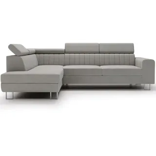 GRAINGOLD Eckcouch Velours 3-Sitzer Grau