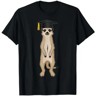 Lustiges Erdmännchen Mit Doktorhut Schule Studium Abschluss T-Shirt, Herren, Schwarz, L