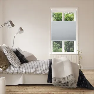 Wabenplissee GOOD LIFE "Aris" Gr. 1, silber (silberfarben,stein, weiß, weiß), B:50cm H:150cm, Obermaterial: 92% Polyester, 6% Metall, 2% Kunststoff, Plissees, Wabenplissee, Klemmfix - ohne Bohren, verdunkelnd