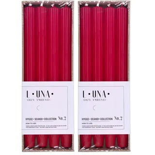 DONAU HOME Set Lange Stabkerzen Gerippt/Rot/ 4 Stück / 30 x Ø 2,5cm / Unparfümiert/Geriffelte Stabkerzen/Tafelkerzen zur Dekoration im Wohnzimmer, Bad / 10 Stunden Brenndauer/Leuchterkerzen