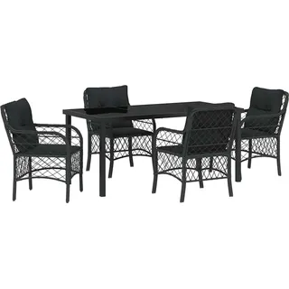 vidaXL Garten Essgruppe mit Kissen 5 pcs Schwarz Poly Rattan - Schwarz