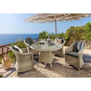 Destiny Malaga Set 5-tlg. Tisch Ø 100 x 75 cm natur meliert