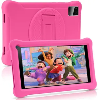 SUMTAB Kinder-Tablet 7 Zoll Android 13 mit GMS zertifiziert, 8 (3 + 5) GB RAM, 64 GB ROM (TF-Karte 128 GB), vorinstallierte Anwendungen, WLAN, Kindersicherung, Schutzhülle für Kinder (Rosa)
