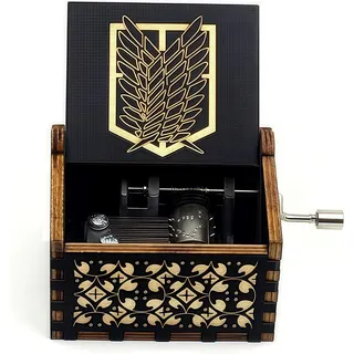 Cuzit Attack on Titan Spieluhr Spielzeug Holz Handkurbel Gravur Vintage Holz Spieluhr Geburtstag Halloween Weihnachten Valentinstag Geschenk