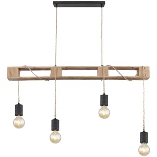 Globo Hängeleuchte , Braun, Schwarz , Holz, Metall , 10x120x121 cm , Lampen & Leuchten, Innenbeleuchtung, Hängeleuchten, Pendelleuchten