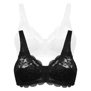 Susa Bügelloser BH »Latina« 2er Pack, zarte Spitze, atmungsaktiv, elastisch, bequem, BH-Set, schwarz-weiß