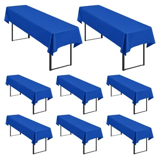 8 Stück Königsblau Biertisch Tischdecke universal für 50cm u.70cm Biertische Hussen für Biertisch, Blickdichte Polyester Biertischhussen Biertisch-Husse Rechteckige Tischdecken Waschbar-250x100cm