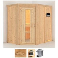 Bild Sauna »Clara«, (Set), 9 KW-Ofen mit externer Steuerung beige