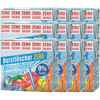 Durstlöscher Eistee Pfirsich Zero intensiver Geschmack 500ml 12er Pack