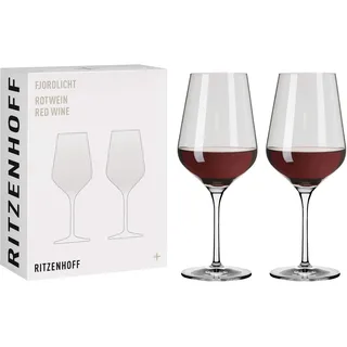 RITZENHOFF 3631002 Rotweinglas 500 ml - Serie Fjordlicht Nr. 2, 2 Stück mit Farbverlauf Grey - Made in Germany