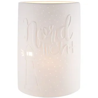 GILDE Deko Lampe Tischlampe - Nordlicht - Maritime - Höhe 28 cm, 32316, Weiß, Höhe 10,5 cm
