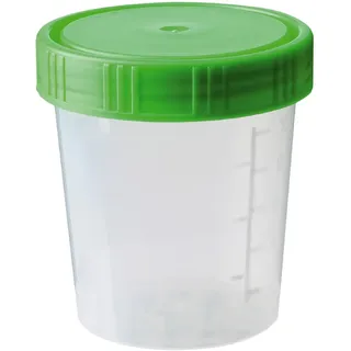 neoLab Probenbecher aus PP 100 ml mit grünem Schraubdeckel, graduiert, 100 Stück je Pack