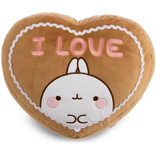 NICI Kissen MOLANG Lebkuchenherz 35x28.5cm - 63303 | Weiches Plüsch-Dekokissen, liebevolles Wohnaccessoire für Kinderzimmer, Sofa & Bett, süße Geschenkidee für Kinder & Fans