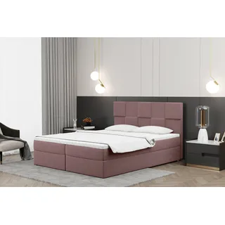 Kaiser Möbel Boxspringbett 100x200cm mit bettkasten und matratze+topper, Schlafzimmerbett CLARA Rosa - Rosa