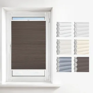 Estika Wabenplissee ohne Bohren nach Maß Verdunkelung und Thermo-Plissee für Fenster in verschiedenen Breiten (30-129 cm) und Höhen (50-149 cm) Waben erhältlich mit Montagezubehör