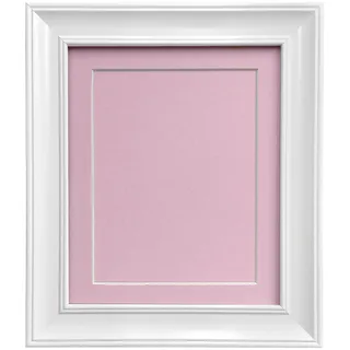 FRAMES BY POST Scandi Bilderrahmen mit pinkem Passepartout und Rückwand, A2, für Bildgröße A3, Weiß