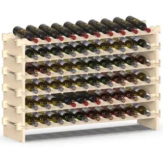 BAKAJI Weinregal aus Holz mit 60 Fächern für Weinflaschen, Champagner, Flaschenhalter für den Boden, Keller Ecke Bar für Wohnzimmer, Küche, Bistro, Restaurant, 110 x 30 x 80,5 cm