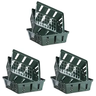 Windhager Blumenzwiebel-Schale, Anzucht- und Pflanzkorb, Eckig, 23,5 x 21 cm, 3 Stück