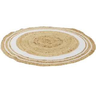 HOME DECO FACTORY Teppich, rund, Jute, Baumwolle, Weiß, 90 cm