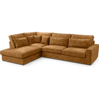 MEBLITO Sofa Big Sofa Ecksofa Satia Mini L Form Funktionssofa Wohnlandschaft Design Couch Seite Links Hellbraun (Palladium 9) - Hellbraun