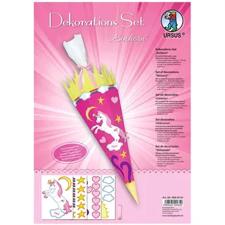 Ursus Dekorationssets Dekorations-Set Einhorn, 4 Bogen Bastelkarton