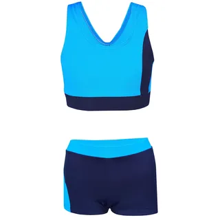 AQUARTI Bustier-Bikini "Badeanzug Mädchen Sport Bikini - Racerback Bustier & Badehose", dunkelblau, türkis