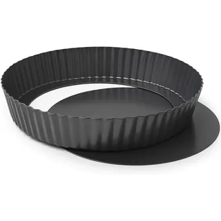 MGE - Extra Hohe Quicheform 30 cm - Tarteform mit Hebeboden aus Karbonstahl - Backform Rund - Tarteform - Quiche Formen mit Hebeboden Antihaftbeschichtung - Obstbodenform - Kuchenform - 30 cm
