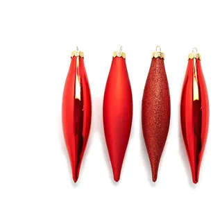 Heitmann Deco Ornamente Glas-Oliven, 4 Sortiert, Rot