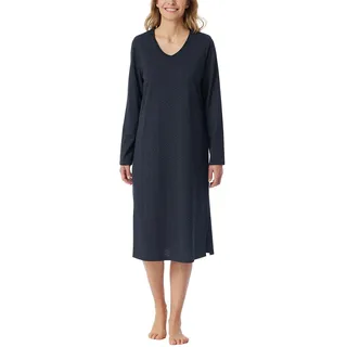 Schiesser Damen Langarm weiche Baumwolle 110 cm-Comfort Essentials Nachthemd, Nachtblau_181985, 36