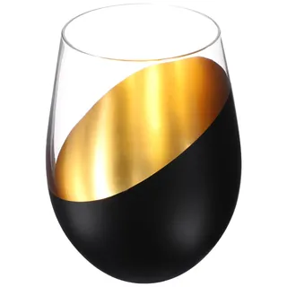 Gadpiparty Stammloses Weinglas Schwarz Gold Eierbecher 4.72In Elegantes Glas Für Eiskaffee Rotwein Whisky Cocktail Zuhause Büro Party