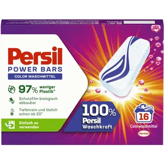 Persil Power Bars Color Waschmittel (16 Waschladungen), vordosiertes Buntwaschmittel in nachhaltiger Verpackung, für hygienisch reine Wäsche bereits ab 20° C