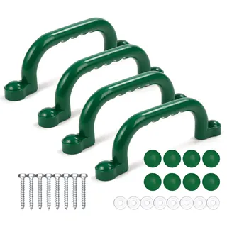 Relaxdays Klettergerüst Griffe, 4er Pack, je Haltegriff bis 100 kg, Spielturm & Hochbett, Griffmulden, Kunststoff, grün