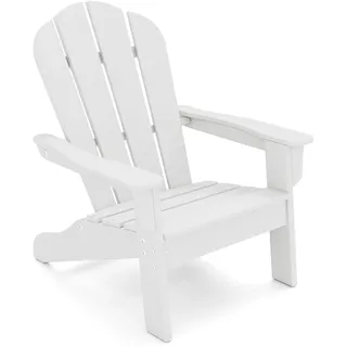FANTASK Outdoor-Stuhl Kinder, Adirondack Stuhl wetterfest aus HDPE, Gartenstuhl mit ergonomischer Rückenlehne & Armlehnen für 3–8 Jahren (Weiß)