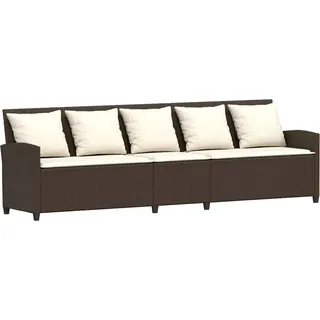 vidaXL Gartensofa 5-Sitzer mit Kissen Braun Poly Rattan - Braun